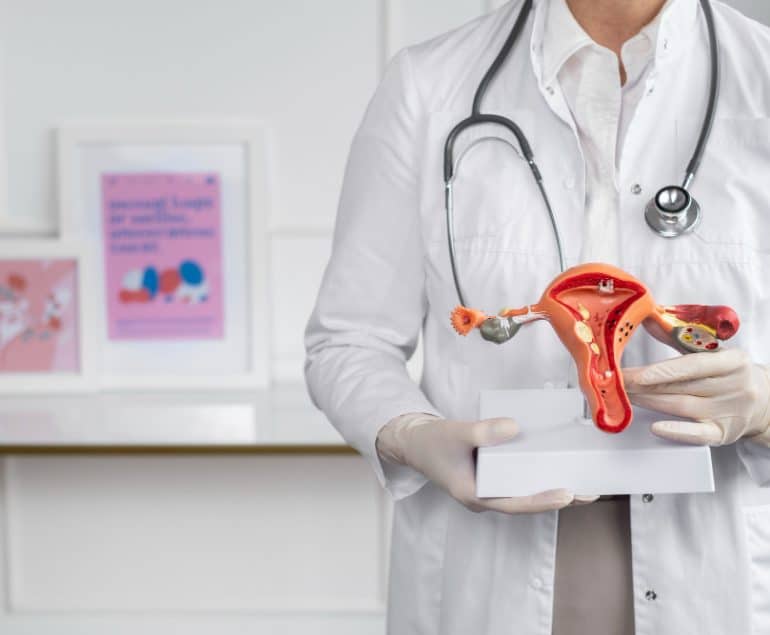 Dokter memegang anatomi rahim