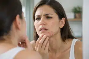 Wanita Khawatir di Cermin